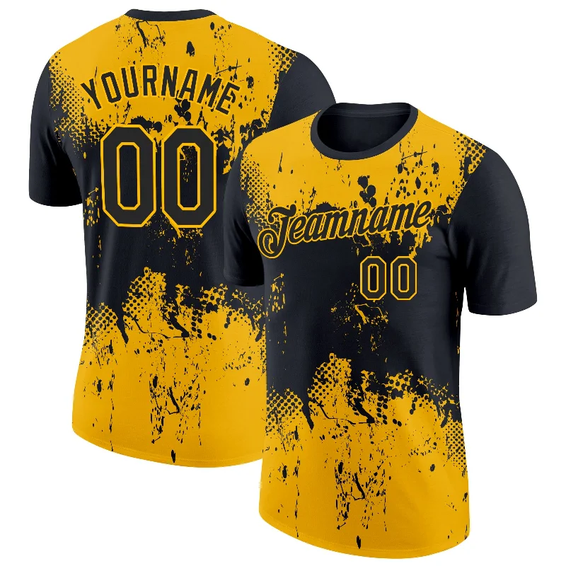 Oversized Unisex Apparel For Effortless Style Special Offers, Don't Miss Custom Black Gold 3D Pattern Design Dripping Splatter Art Performance T-Shirt Oversized Unisex Apparel For Effortless Style Special Offers, Don't Miss Custom Black Gold 3D Pattern Design Dripping Splatter Art Performance T-Shirt