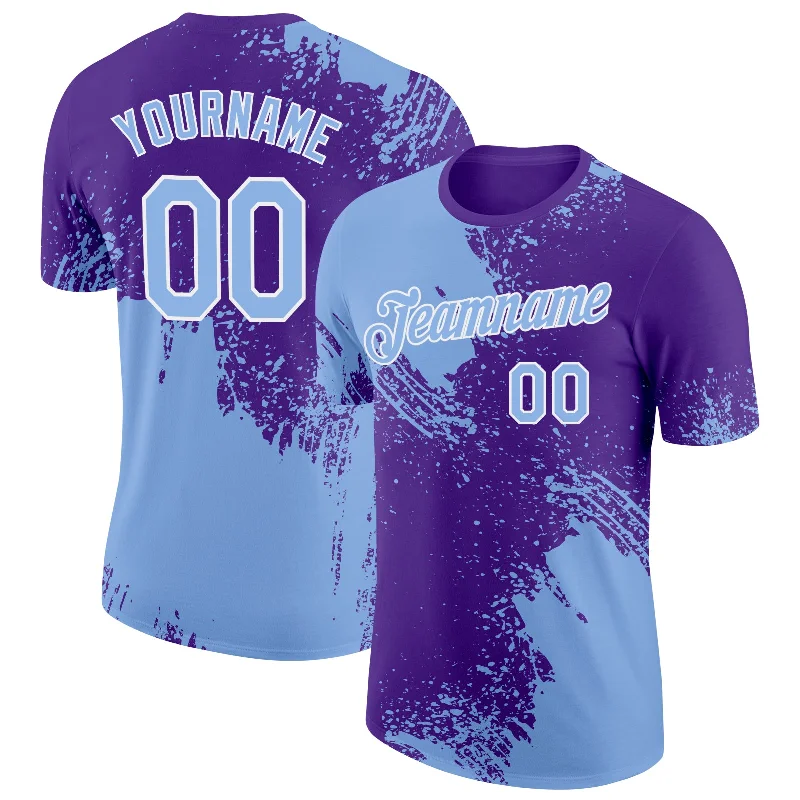 Versatile Gender-Free Wardrobe Essentials On-Trend Fashion Offers Custom Light Blue Purple-White 3D Pattern Design Abstract Brush Stroke Performance T-Shirt Versatile Gender-Free Wardrobe Essentials On-Trend Fashion Offers Custom Light Blue Purple-White 3D Pattern Design Abstract Brush Stroke Performance T-Shirt