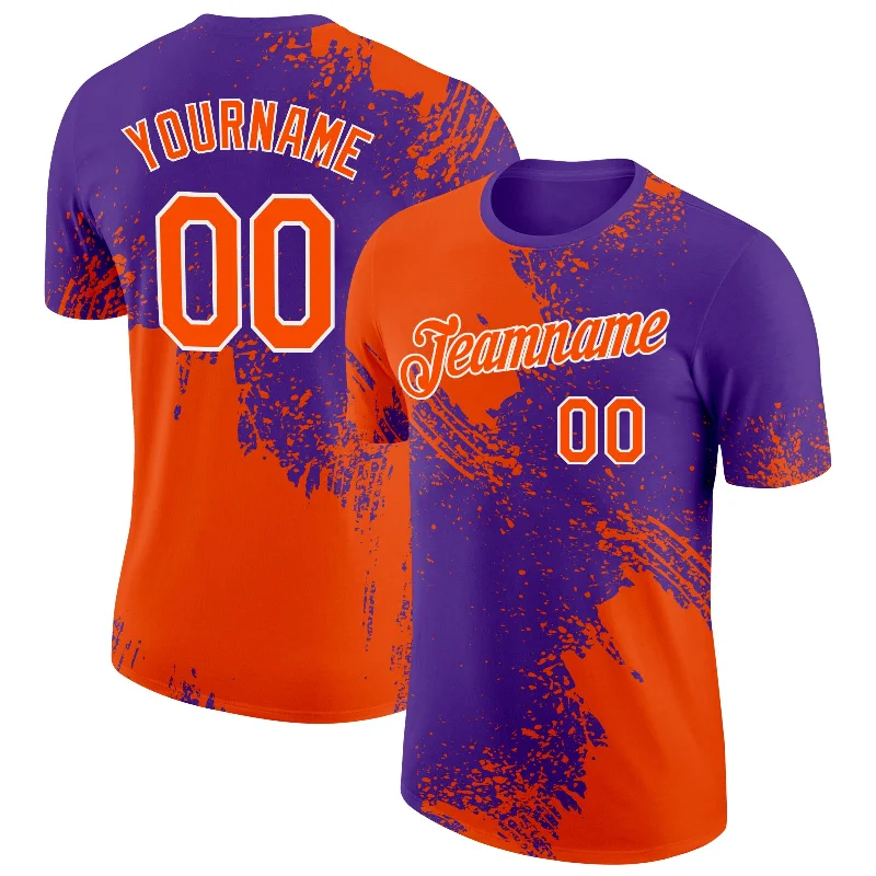 Oversized Unisex Apparel For Effortless Style Elevated Casual Discounts Custom Orange Purple-White 3D Pattern Design Abstract Brush Stroke Performance T-Shirt Oversized Unisex Apparel For Effortless Style Elevated Casual Discounts Custom Orange Purple-White 3D Pattern Design Abstract Brush Stroke Performance T-Shirt