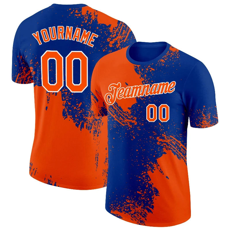 Urban-Inspired Unisex Fashion Trends Fresh Fashion Discounts Custom Orange Royal-White 3D Pattern Design Abstract Brush Stroke Performance T-Shirt Urban-Inspired Unisex Fashion Trends Fresh Fashion Discounts Custom Orange Royal-White 3D Pattern Design Abstract Brush Stroke Performance T-Shirt