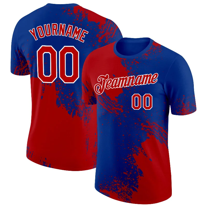 Fashion-Forward Gender-Neutral Outerwear Urban Elegance Deals Custom Red Royal-White 3D Pattern Design Abstract Brush Stroke Performance T-Shirt Fashion-Forward Gender-Neutral Outerwear Urban Elegance Deals Custom Red Royal-White 3D Pattern Design Abstract Brush Stroke Performance T-Shirt