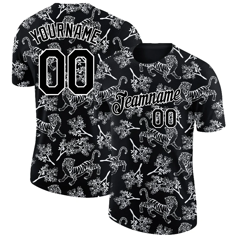 Unisex Casual Fashion Trends Relaxed Style Deals Custom Black White 3D Pattern Design Tiger Performance T-Shirt Unisex Casual Fashion Trends Relaxed Style Deals Custom Black White 3D Pattern Design Tiger Performance T-Shirt