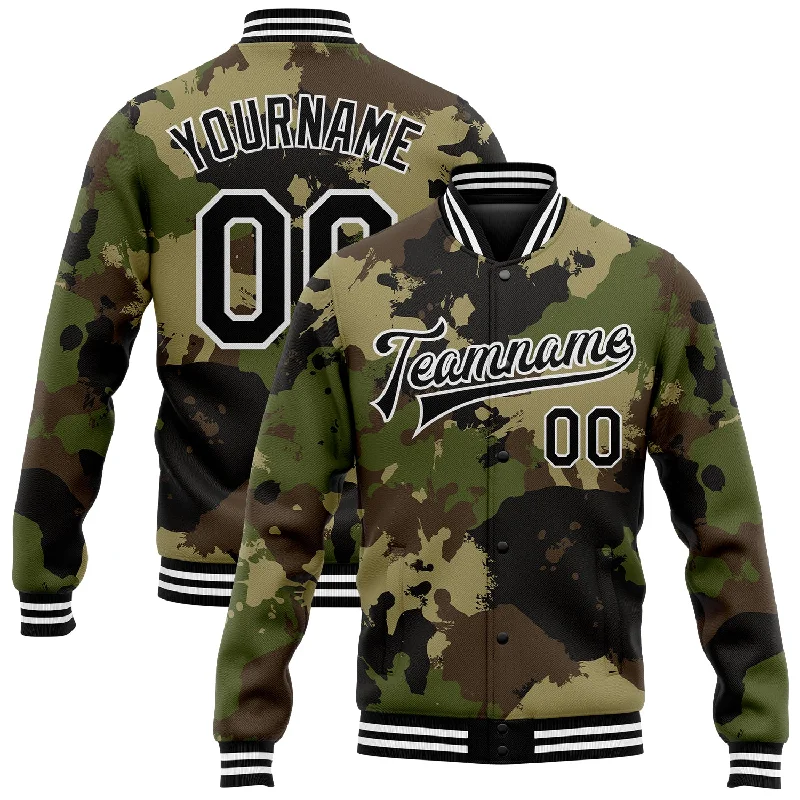 Relaxed-Fit Unisex Fashion For All-Day Comfort Casual Chic Deals Custom Camo Black-White Graffiti Camouflage 3D Bomber Full-Snap Varsity Letterman Salute To Service Jacket Relaxed-Fit Unisex Fashion For All-Day Comfort Casual Chic Deals Custom Camo Black-White Graffiti Camouflage 3D Bomber Full-Snap Varsity Letterman Salute To Service Jacket
