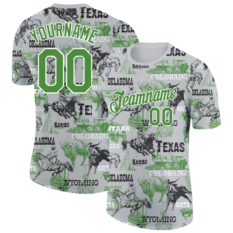 High-Quality Unisex Basics For All Occasions Chic Style Discounts Custom White Aurora Green 3D Pattern Design Cowboy Rodeo Performance T-Shirt High-Quality Unisex Basics For All Occasions Chic Style Discounts Custom White Aurora Green 3D Pattern Design Cowboy Rodeo Performance T-Shirt