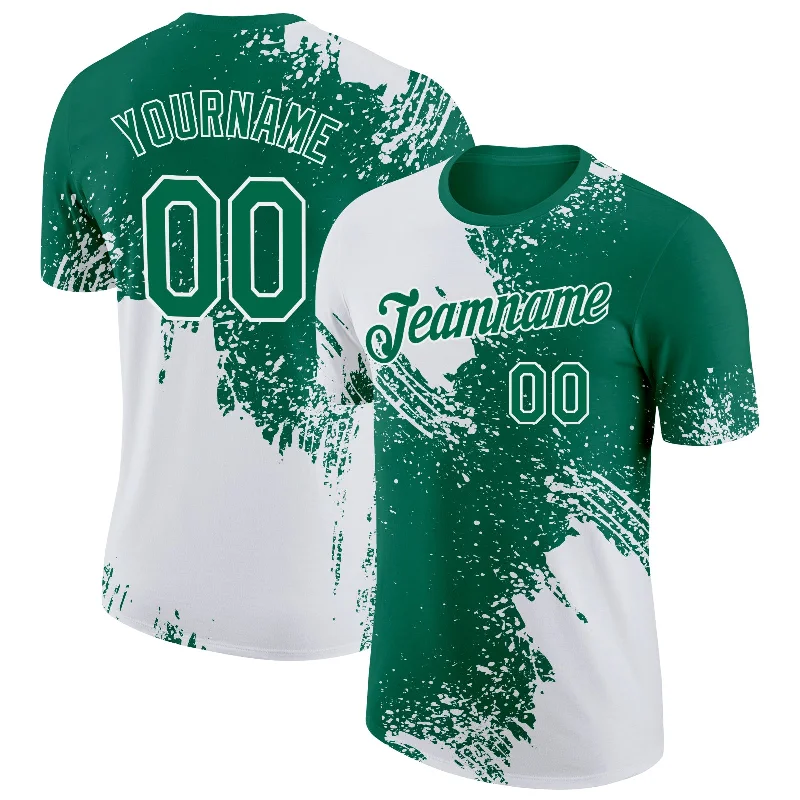Sleek And Contemporary Gender-Free Outfits Cozy Comfort Style Sale Custom White Kelly Green 3D Pattern Design Abstract Brush Stroke Performance T-Shirt Sleek And Contemporary Gender-Free Outfits Cozy Comfort Style Sale Custom White Kelly Green 3D Pattern Design Abstract Brush Stroke Performance T-Shirt