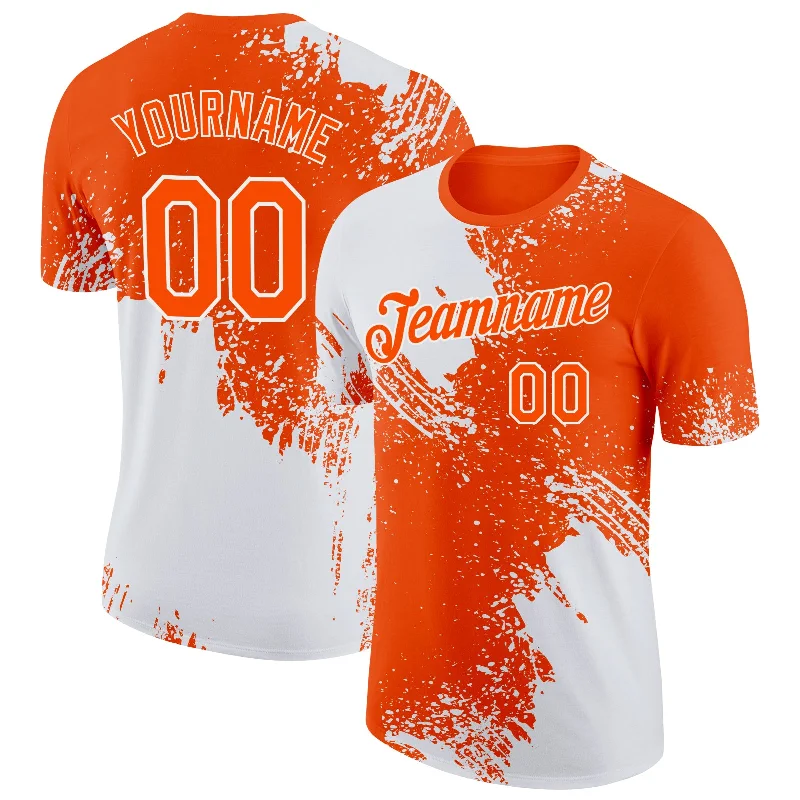 Chic And Casual Unisex Fashion Trends Romantic Chic Deals Custom White Orange 3D Pattern Design Abstract Brush Stroke Performance T-Shirt Chic And Casual Unisex Fashion Trends Romantic Chic Deals Custom White Orange 3D Pattern Design Abstract Brush Stroke Performance T-Shirt